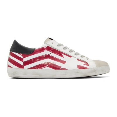 Shop Golden Goose White And Red Flag Superstar Sneakers In Wht Red