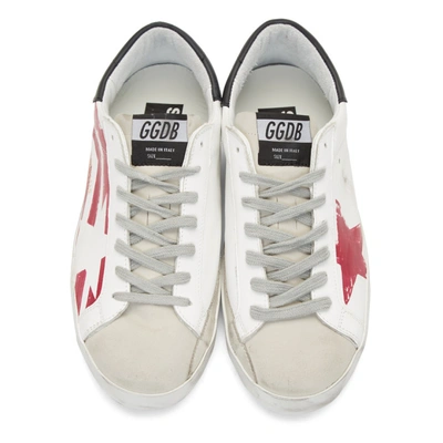 Shop Golden Goose White And Red Flag Superstar Sneakers In Wht Red
