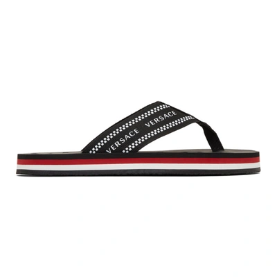 Shop Versace Black Vintage Flip Flops In Dmcx Multic