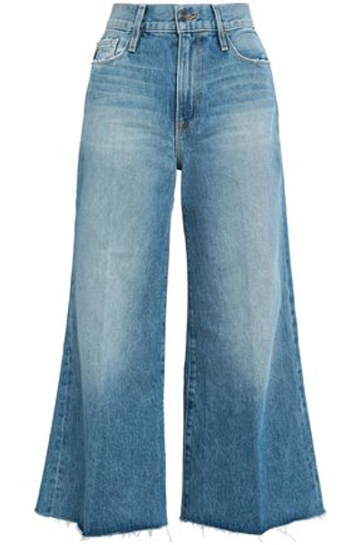 Shop Frame Woman Distressed Mid-rise Flared Jeans Mid Denim