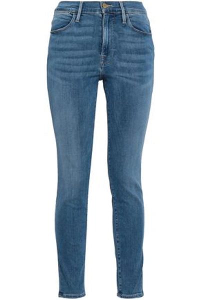 Shop Frame Woman Le High Faded High-rise Skinny Jeans Mid Denim