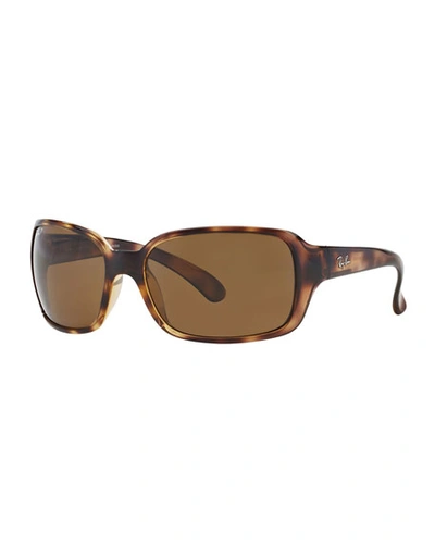 Shop Ray Ban Square Monochromatic Propionate Sunglasses In Tortoise