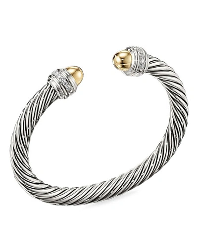 Shop David Yurman Cable Bracelet W/ Diamonds & 14k Gold