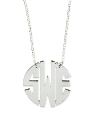 Shop Moon And Lola Mirrored Acrylic Monogram Pendant Necklace In Silver