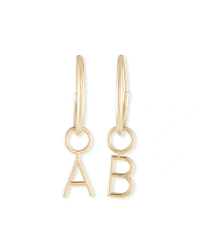 Shop Sarah Chloe Mini Amelia 14k Gold Initial Hoop Drop Earring (single)