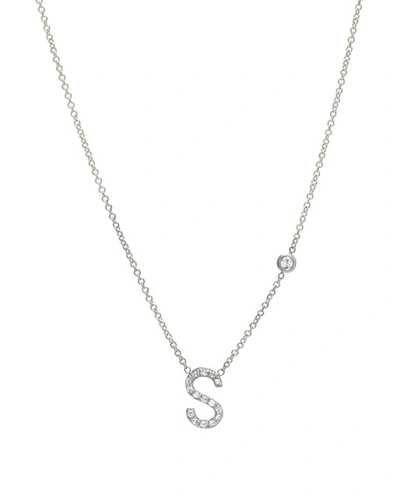 Shop Zoe Lev Jewelry 14k White Gold Personalized Diamond Initial & Bezel Necklace