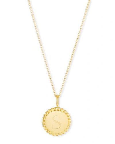 Shop Sarah Chloe Madi Small Engraved Initial Pendant Necklace In Gold