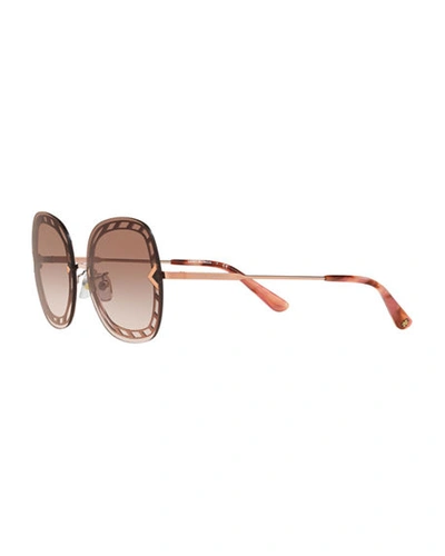 Shop Tory Burch Rimless Lens-over-frame Square Sunglasses In Rose Gold