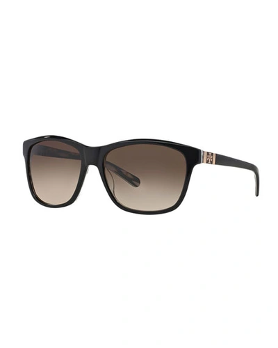 Shop Tory Burch Squared Cat-eye Sunglasses In Black/white
