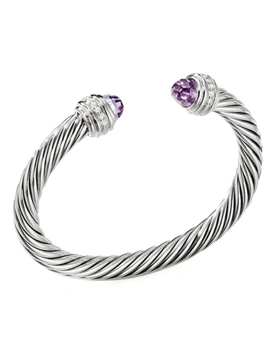 Shop David Yurman 7mm Cable Bracelet With Diamonds & Amethyst