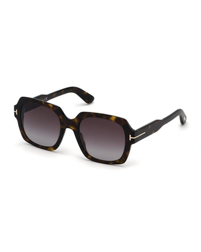 Shop Tom Ford Autumn Square Acetate Sunglasses In Brown