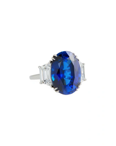 Shop Fantasia By Deserio 14k White Gold Synthetic Sapphire Ring In Blue