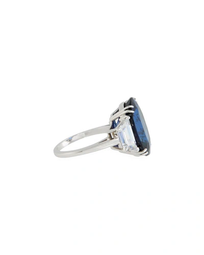 Shop Fantasia By Deserio 14k White Gold Synthetic Sapphire Ring In Blue