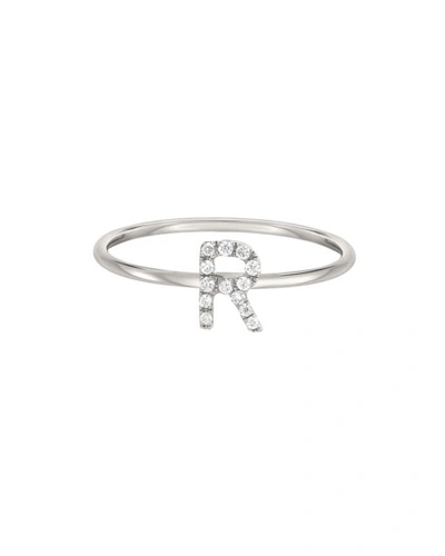 Shop Zoe Lev Jewelry Personalized Diamond Initial Ring In 14k White Gold