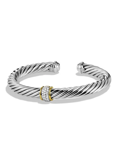 Shop David Yurman Cable Classics Bracelet With Diamonds And Gold In Silver/gold