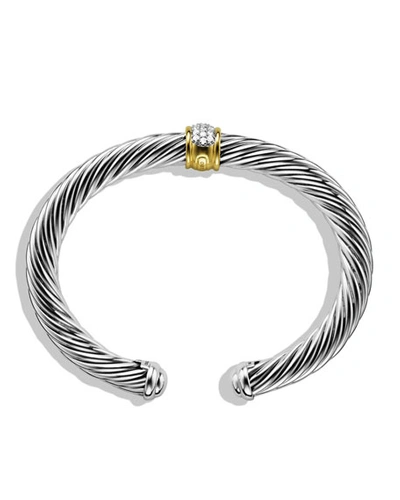 Shop David Yurman Cable Classics Bracelet With Diamonds And Gold In Silver/gold