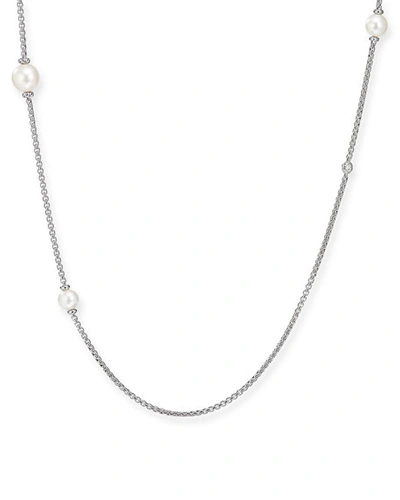 Shop David Yurman Long Pearl & Diamond Chain Necklace, 42"l