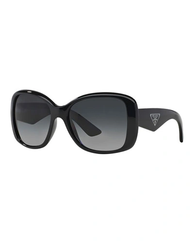 Shop Prada Heritage Logo Square Sunglasses In Black/gray
