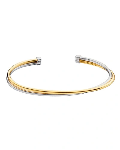 Shop Monica Rich Kosann Silver & 18k Yellow Gold Flex 2-row Cuff Bracelet