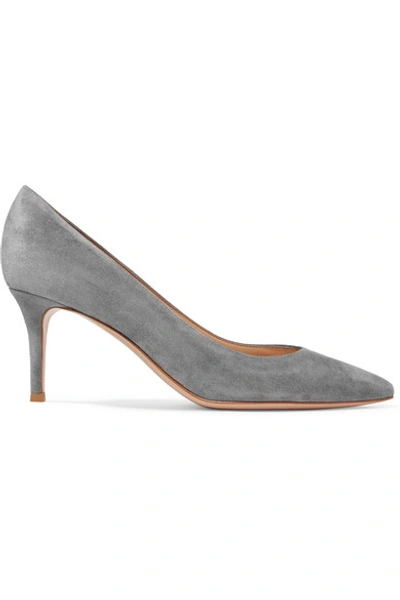 Shop Gianvito Rossi 70 Suede Pumps In Light Gray