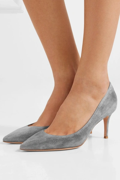 Shop Gianvito Rossi 70 Suede Pumps In Light Gray