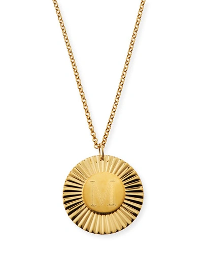 Shop Jennifer Zeuner Iris Rudy Engraved Initial Pendant Necklace In Gold