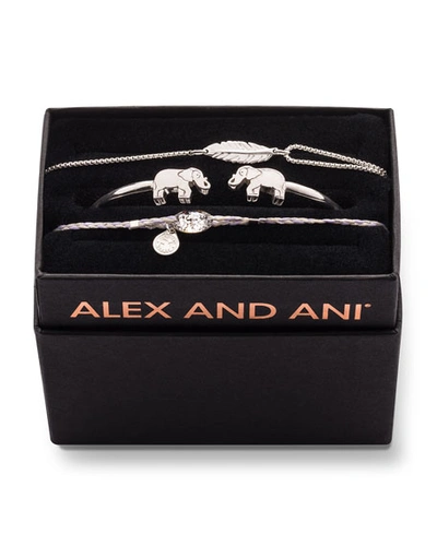 Shop Alex And Ani Elephant Cuff Bracelet Gift Set, Silver