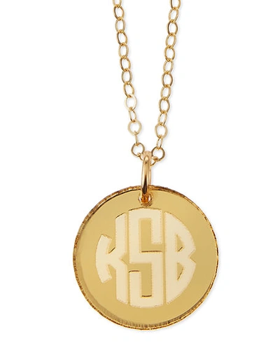 Shop Moon And Lola Hartford Mirrored Acrylic Reverse Monogram Pendant Necklace In Gold