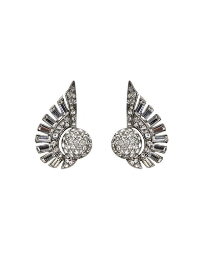 Shop Ben-amun Crystal Deco Clip-on Earrings In Silver