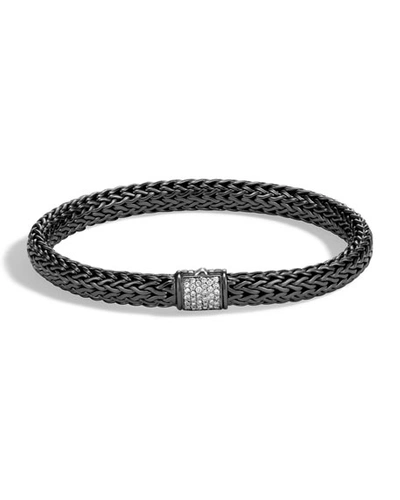 Shop John Hardy Classic Chain Black Silver Diamond Pave Bracelet