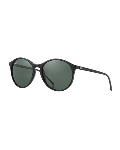 Shop Ray Ban Round Monochromatic Sunglasses In Green