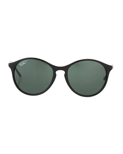 Shop Ray Ban Round Monochromatic Sunglasses In Green