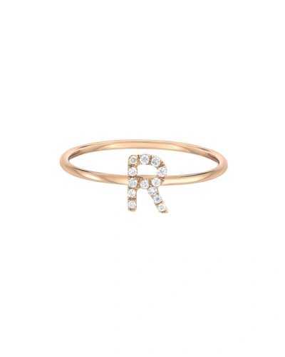 Shop Zoe Lev Jewelry Personalized Diamond Initial Ring In 14k Yellow Gold