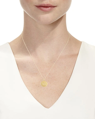 Shop Sarah Chloe Madi Engraved Initial Pendant Necklace In Gold