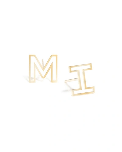 Shop K Kane Personalized 14k Gold Chain Letter Stud Earrings