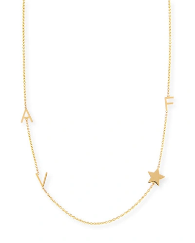 Shop Maya Brenner Designs Personalized Mini Three-letter & Star Pendant Necklace In Gold