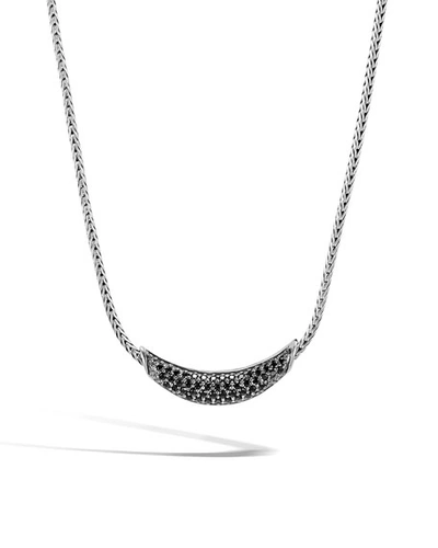 Shop John Hardy Classic Chain Arch Necklace W/ Black Sapphire & Spinel In Silver
