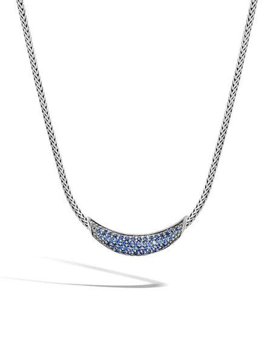 Shop John Hardy Classic Chain Arch Necklace W/ Black Sapphires & Spinel In Blue