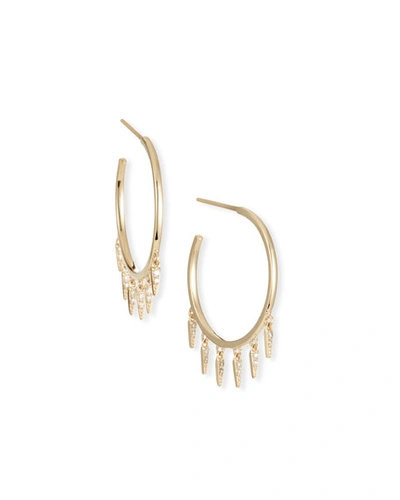 Shop Sydney Evan 14k Medium Diamond Fringe Hoop Earrings In Gold
