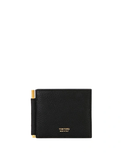 Shop Tom Ford Men's Leather Wallet With Money Clip In Black