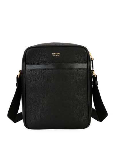 Shop Tom Ford Men's Leather Crossbody Bag In Black