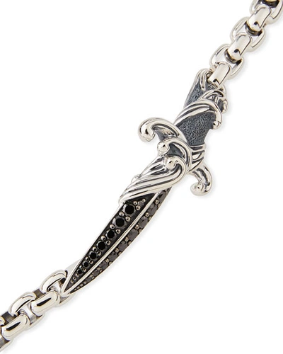 Shop David Yurman Men's Waves Dagger Bracelet In Silver, 5mm In Black/silver