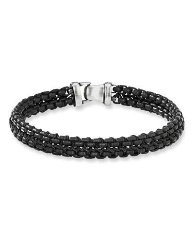 Shop David Yurman Men's Woven Box Chain Bracelet In Silver, 10mm In Black/silver