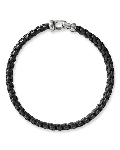 Shop David Yurman Men's Woven Box Chain Bracelet In Silver, 10mm In Black/silver