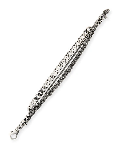 Shop Emanuele Bicocchi Men's Multi-strand Sterling Silver Bracelet