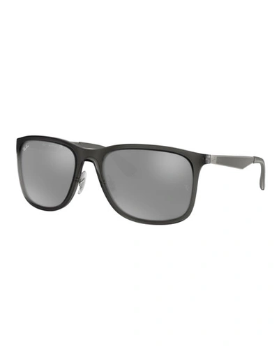 Shop Ray Ban Men's Square Mirrored Propionate Sunglasses In Gray Pattern