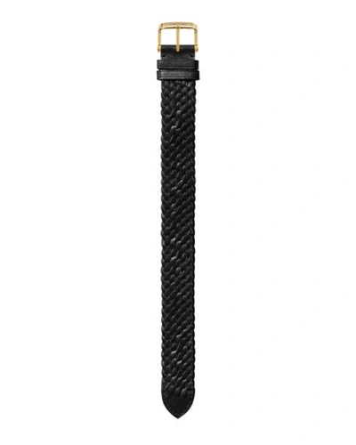Shop Tom Ford Large Handmade Braided Calf Leather Strap In Noir