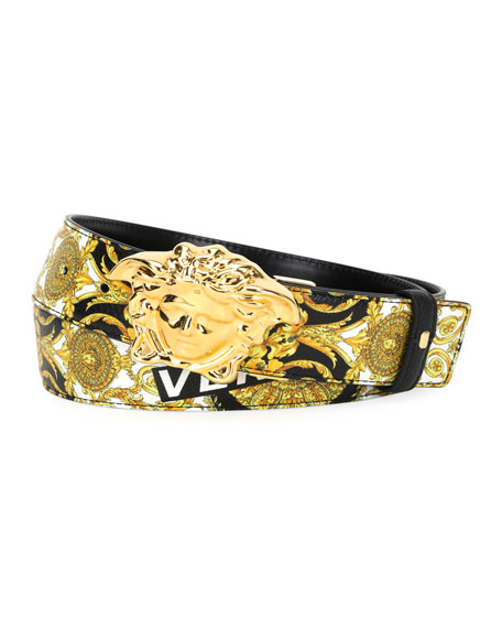 gold hibiscus print palazzo belt