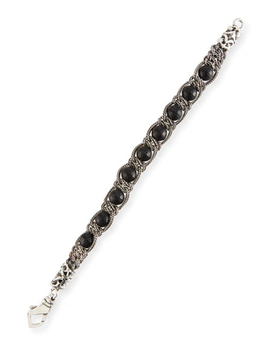 Shop Emanuele Bicocchi Men's Black Agate Chain Bracelet