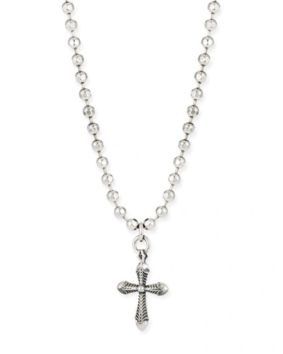 Shop Emanuele Bicocchi Men's Ball Chain Cross Pendant Necklace In Silver